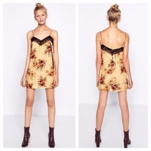 zara yellow slip dress